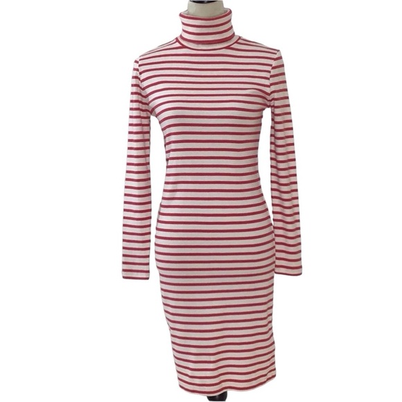 J Crew Red White Striped Turtleneck Cotton Dress Size Small New - Picture 5 of 13